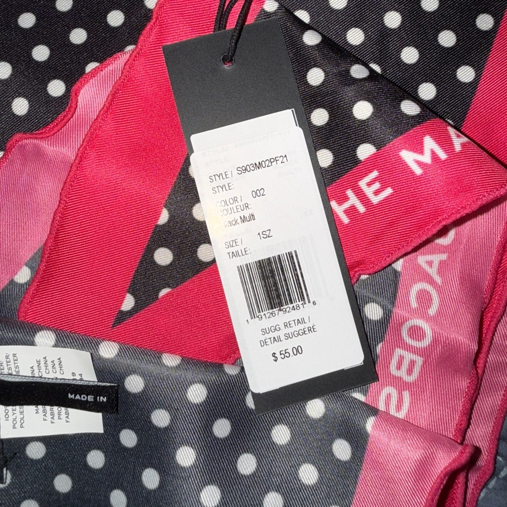 THE MARC JACOBS Printed Handbag Scarf In Polka Dot/black Multi
